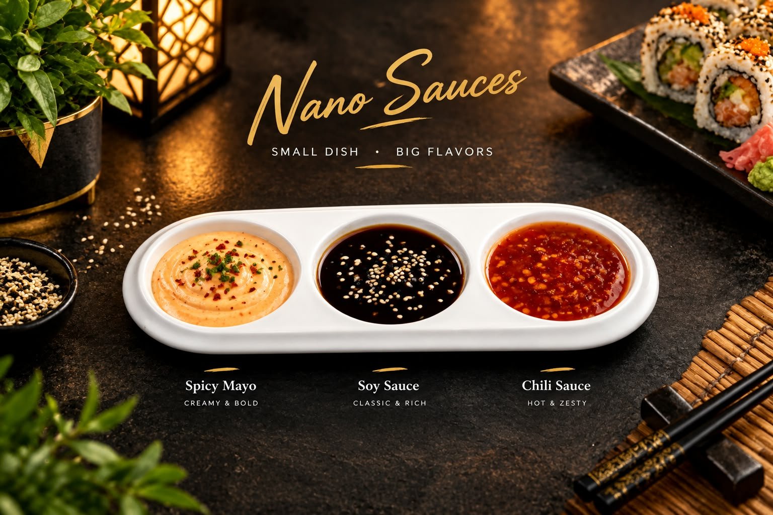 Nano Sauces Triple Portion Dish (RAK)