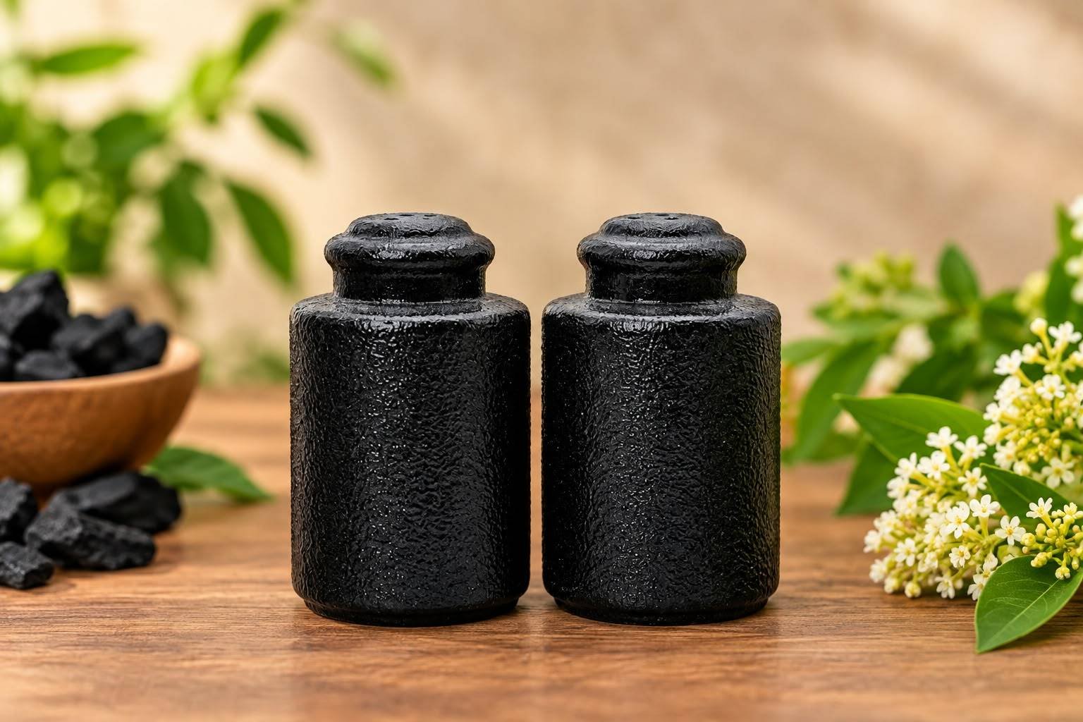 Black Porcelain Salt Shaker 2pcs (RAK)