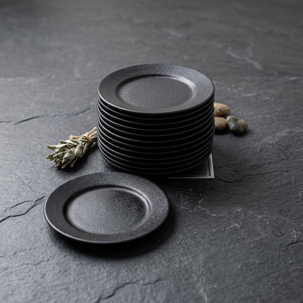Black Porcelain Plate Set 21cm (RAK)
