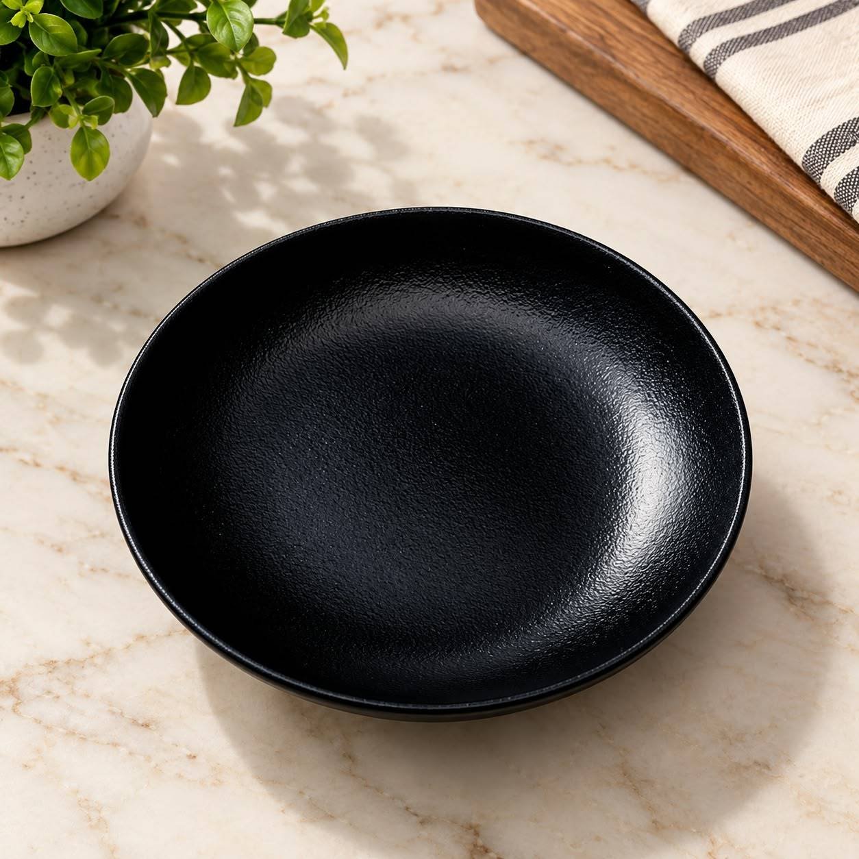 Black Porcelain Coupe Plate 26cm (RAK)