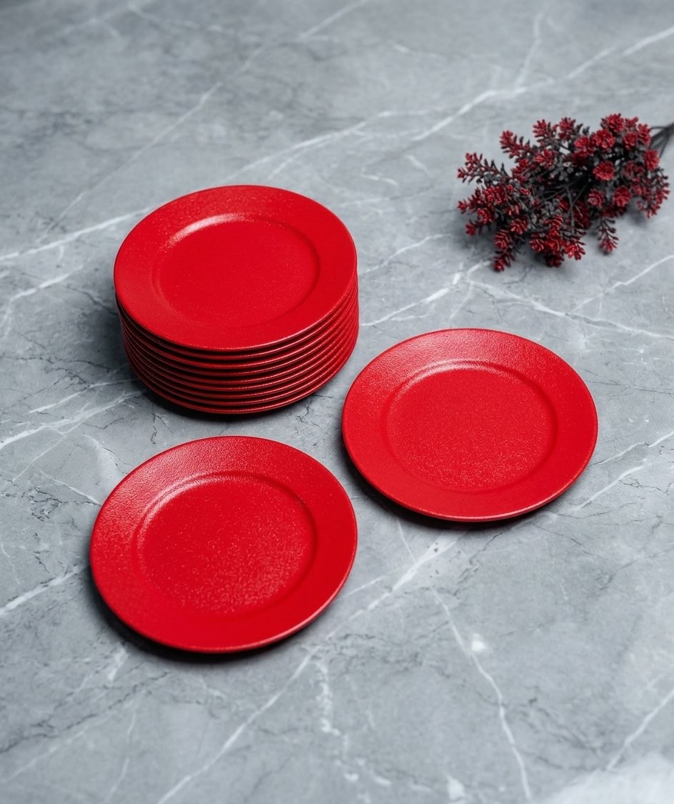 Red Porcelain Plate Set 21cm (RAK)