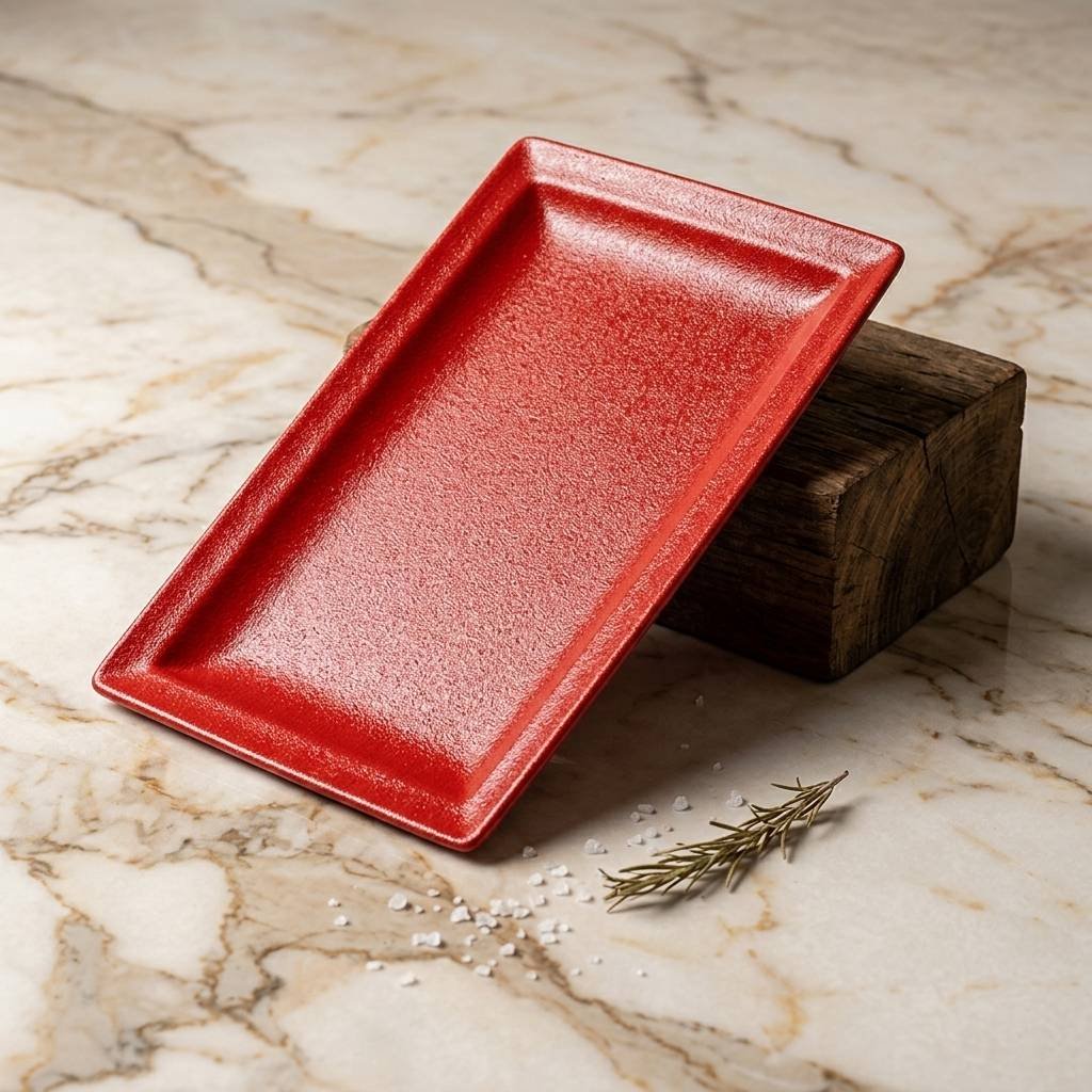 Red Porcelain Square Platter 33cm (RAK)