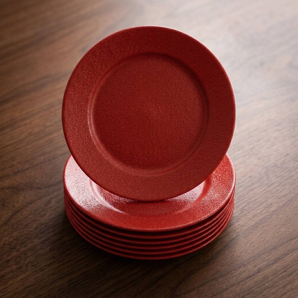 Red Porcelain Plate Set 27cm (RAK)
