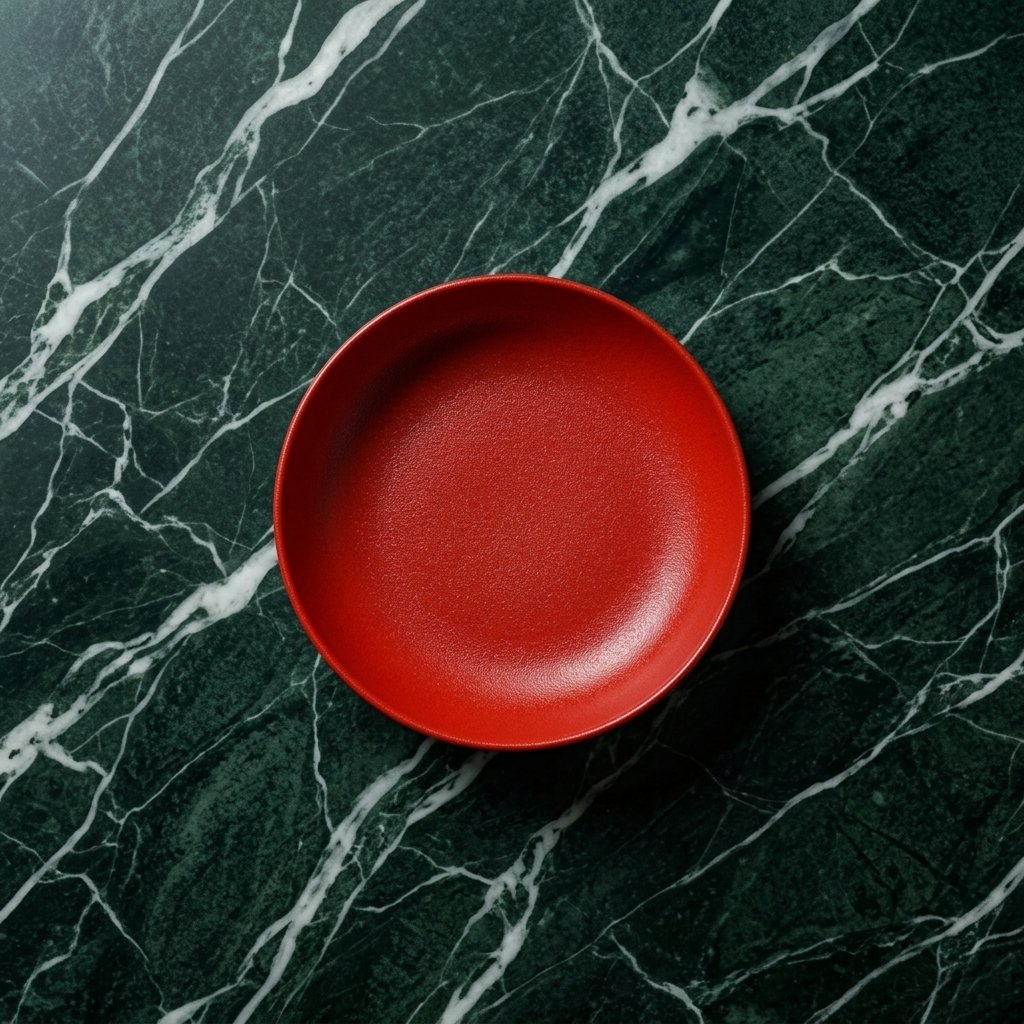 Red Porcelain Coupe Plate 26cm (RAK)