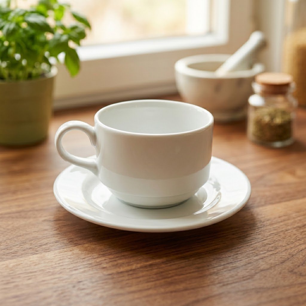 White Porcelain Cup & Saucer (RAK)