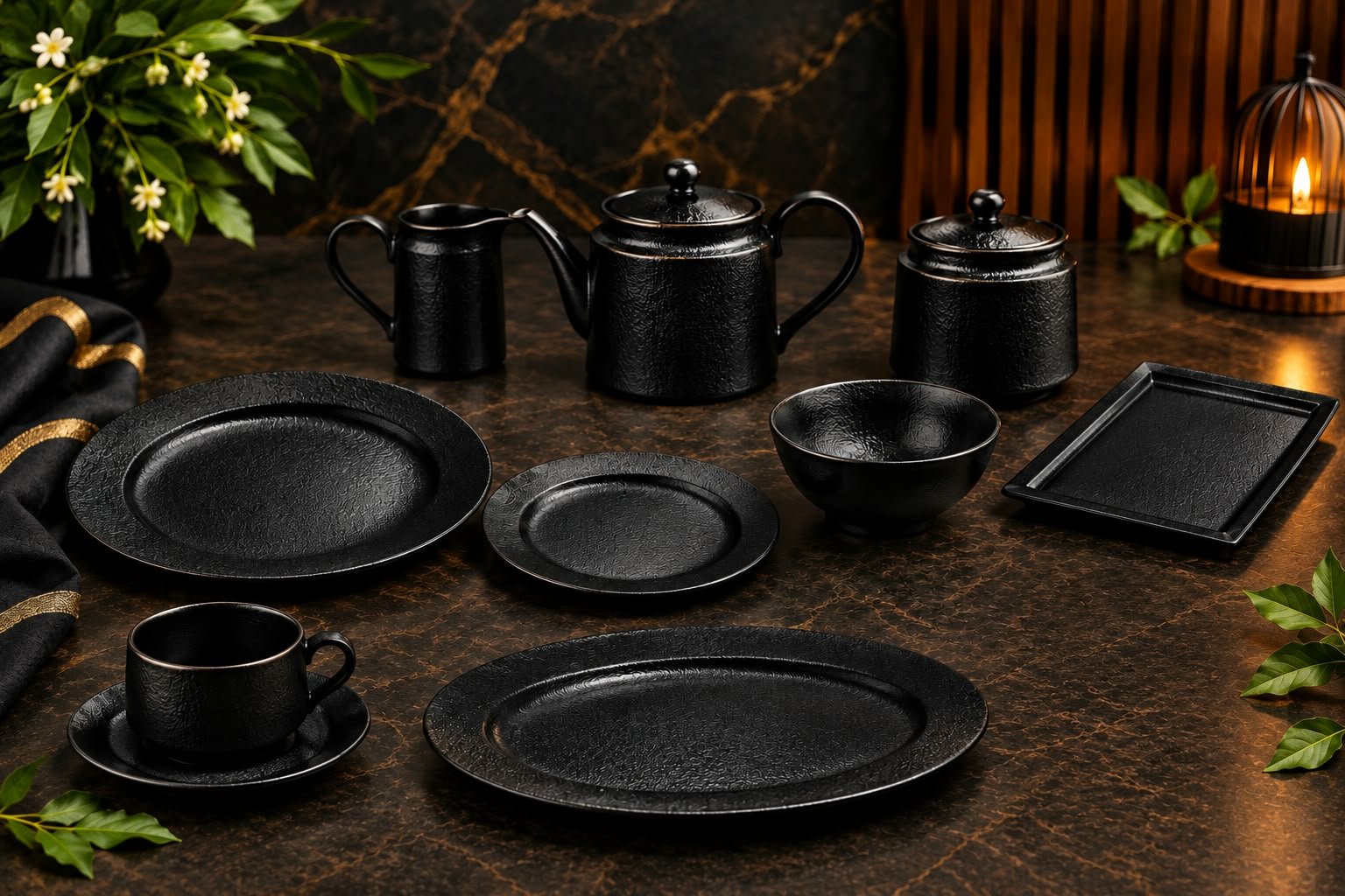 Black Porcelain Dinner Set (RAK)