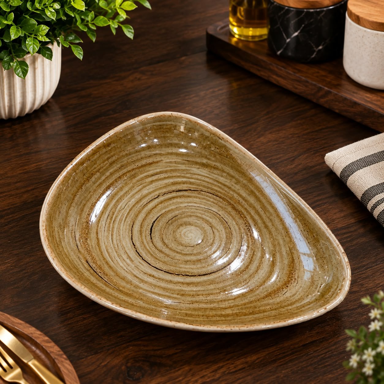 Porcelain Organic Deep Plate 24cm (RAK)